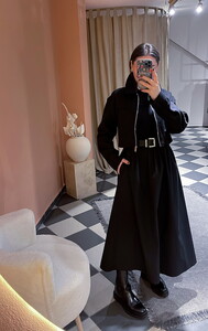  Paraşüt Kumaş Kemerli Etek Siyah