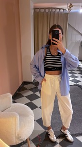 Siyah Çizgili Crop Atlet