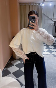 Dantel Kol Tshirt Beyaz