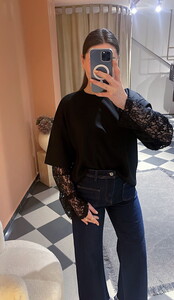 Dantel Kol Tshirt Siyah