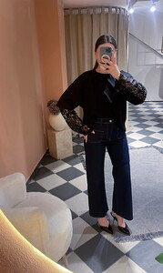  Dantel Kol Tshirt Siyah