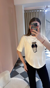 Ayıcık İşlemeli Tshirt Beyaz